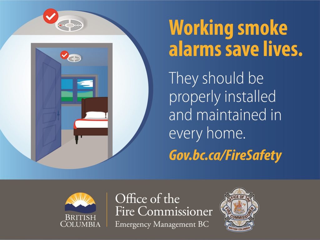 Working smoke alarms save lives - BC government poster