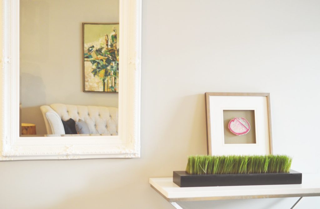 mirror and table inside home