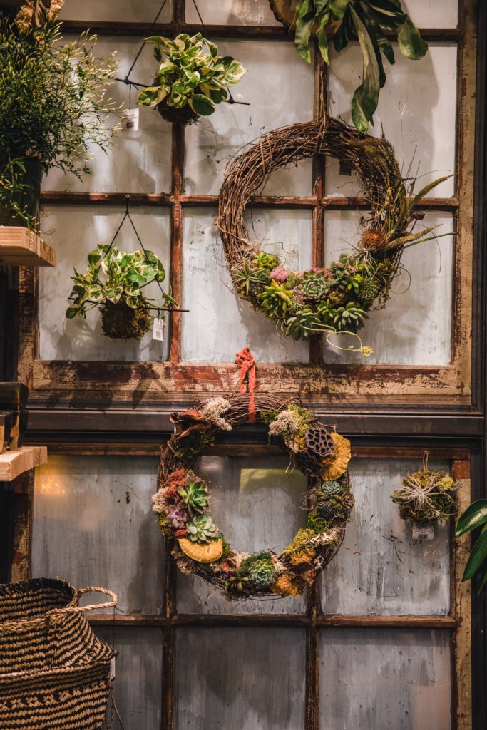 wreaths on door