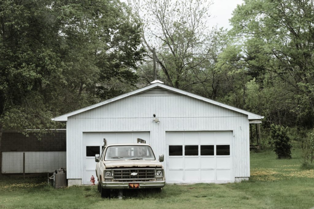 Pick-Up truck ready to be used for tidying a garage up